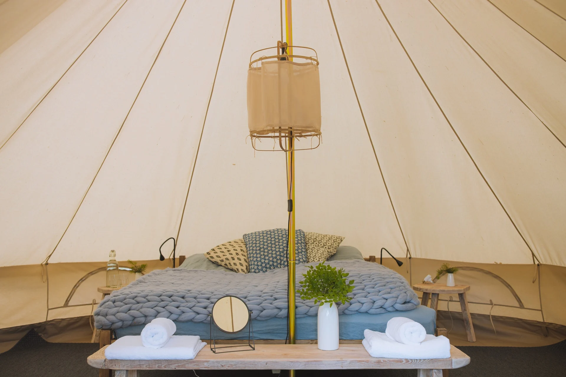 bedding is important to get a good night's sleep while glamping